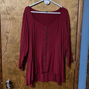 Torrid brand, 3/4 sleeve hi-lo blouse